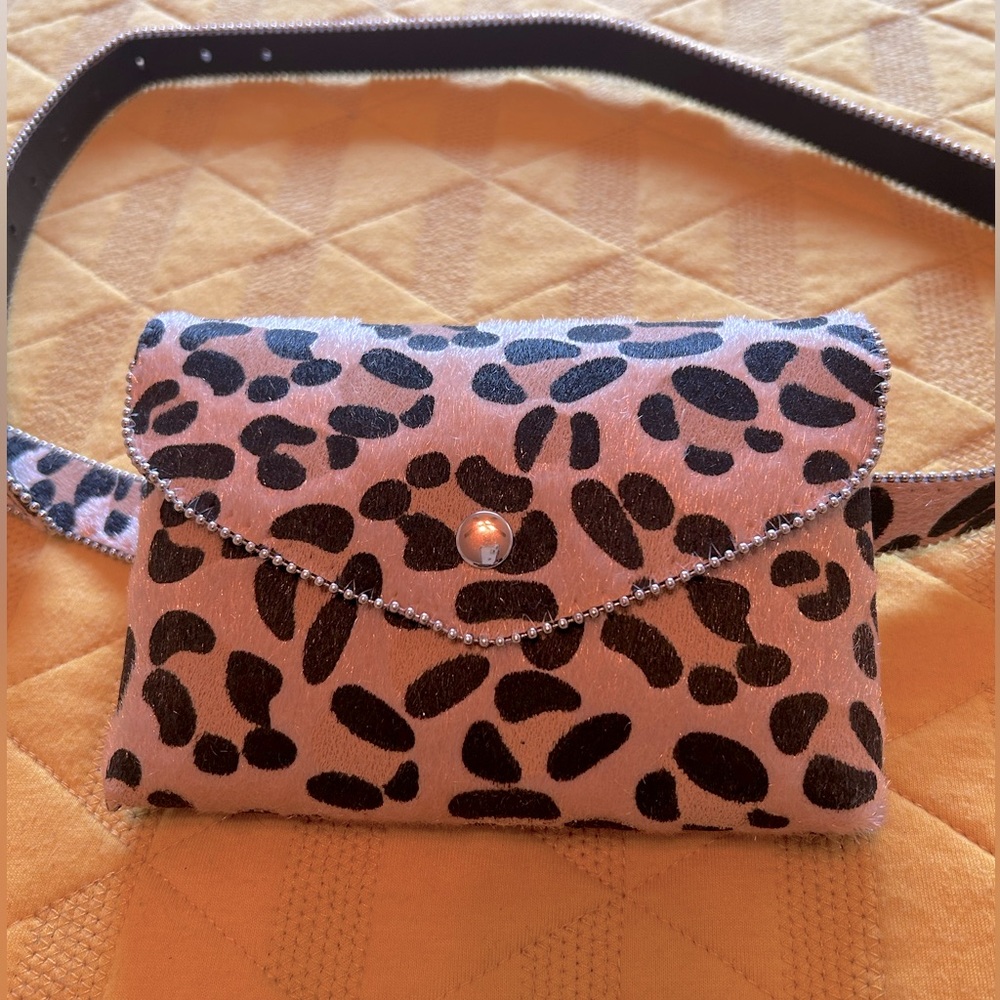 NWOT Vegan leather/ faux calf hair Mini Belt Bag